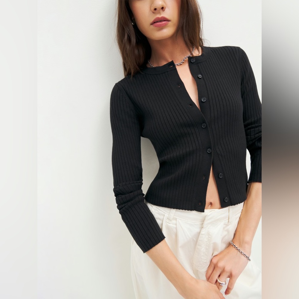 Reformation Joanne Cotton Cardigan - Black